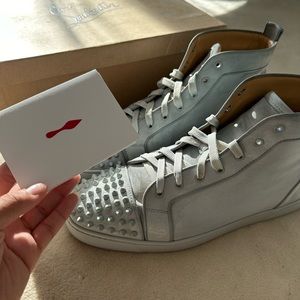 Christian Louboutin Gres/Silver Lou Spikes Orlato High Tops